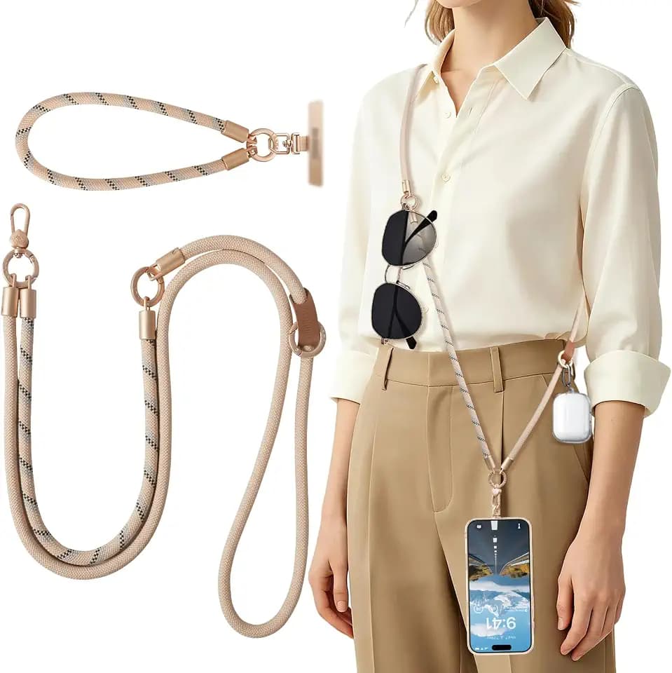 memumi 3-in-1 Handy-Gurt,Universal Handykette mit Metallschnalle, Kette um Hals & Handgelenk & Schulter, Robust Lanyard für Smartphones Airpods