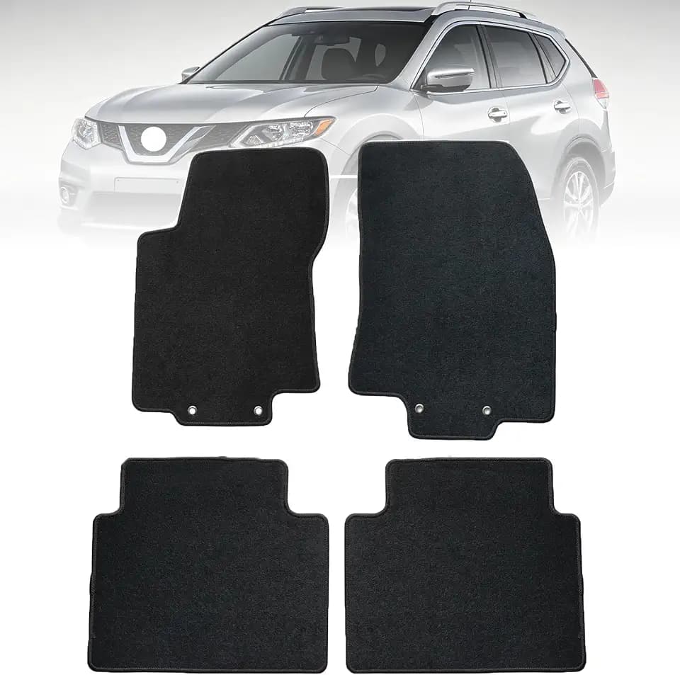 GXARTS Car Floor Mats Full Set Fit for Nissan Rogue 2014 2015 2016 2017 2018 2019 2020 (Not Fit Sport/Select/Hybrid),Front & Rear All-Weather Velour Anti-Slip Carpet, Black Interior Accessories