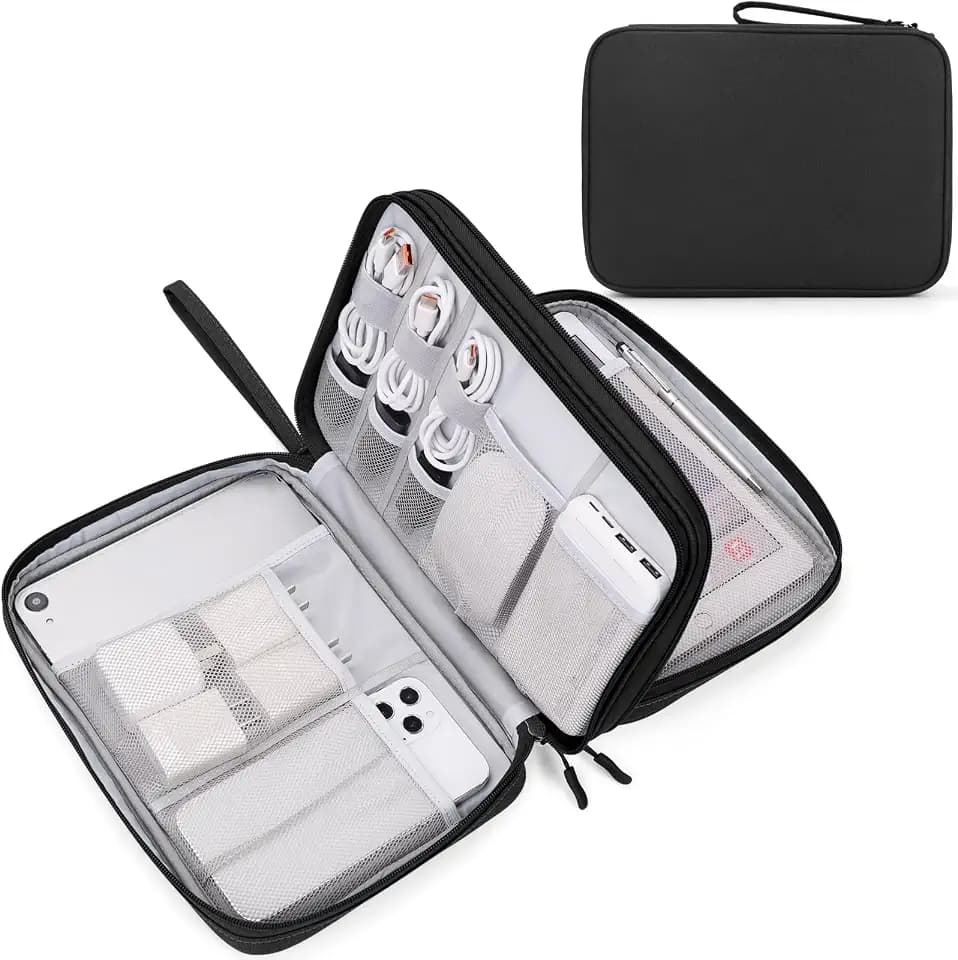 FYY Electronic Organizer, Travel Tech Pouch Bag, Extra Large, Black