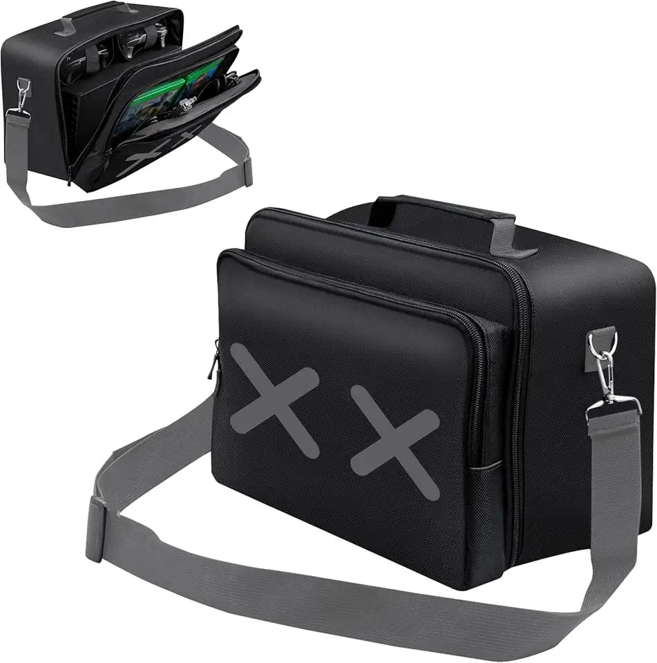 Travel Case Bag Carrying Case Game Storage Bag Protective Case for Xbox Series X Console/Controller/Cables/Multiple Pockets for Gaming Accessories