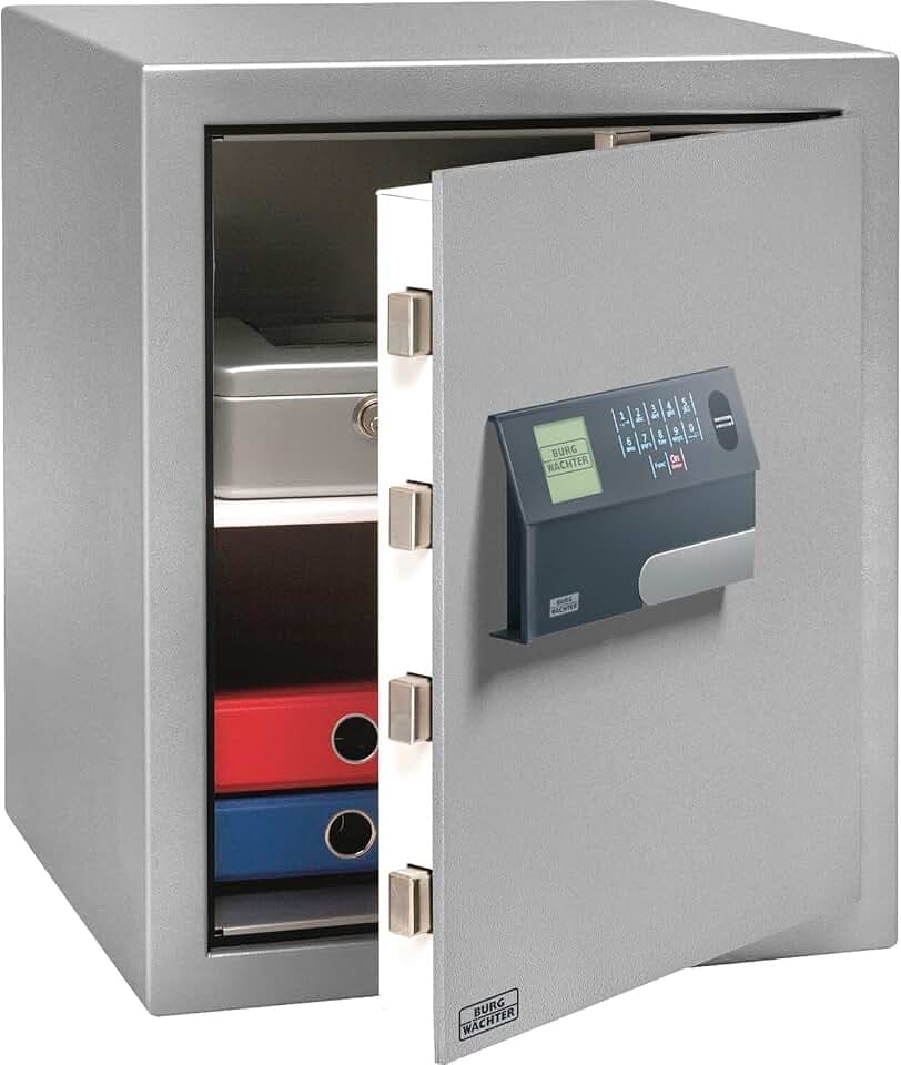 Burg-Wächter Möbeltresor mit Zahlencode und Fingerprint-Modul, Karat, Feuergeschützt, Widerstandsgrad 0 (N), 45,3 l, 67,0 kg, MT 660 E FP, Grau