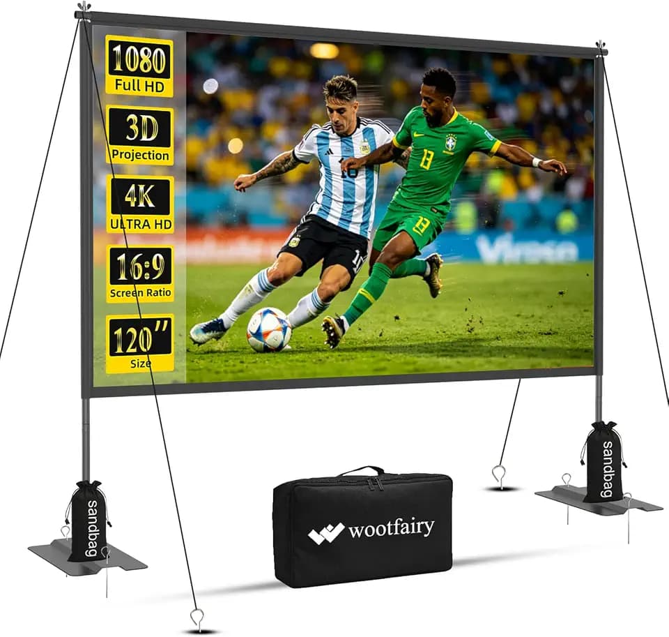 Wootfairy 120inch Portable Projector Screen Stand Heavy Iron Plate Base