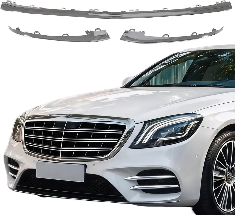 Chrome Front Bumper Cover Lower Grille Trim Compatible with 2018-2020 Mercedes-Benz W222 S450/S560 OEM 222 885 7600 222 885 7700,replace 2228857600
