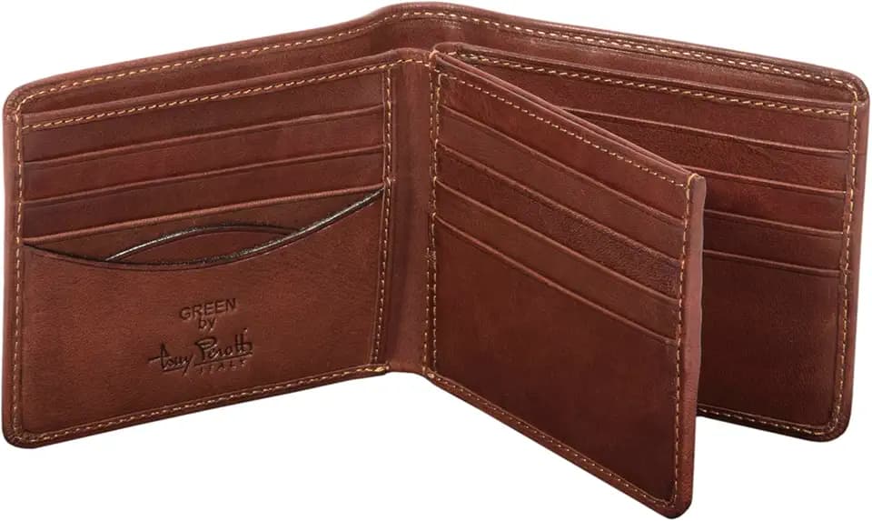 Tony Perotti Leather Bifold Wallet for Men, Italian Full Grain - Brown