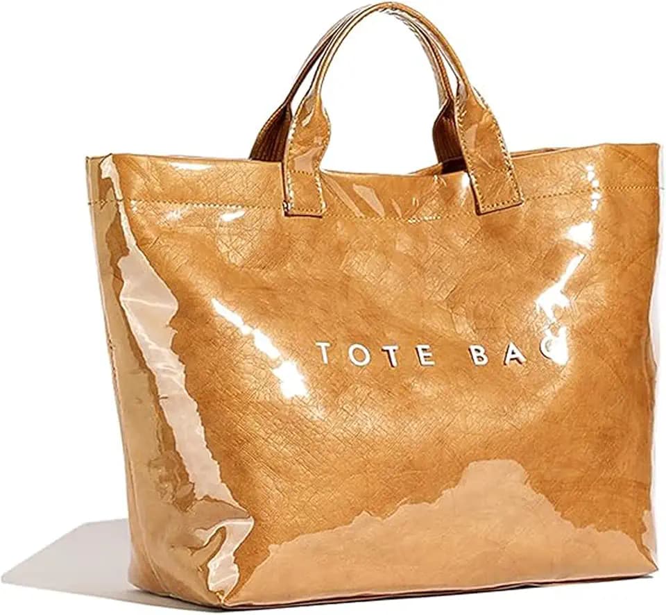 PVC Tote Bag for Women Waterproof Plastic Jelly Tote Letter Print Hobo Handbag for Travel, Gift