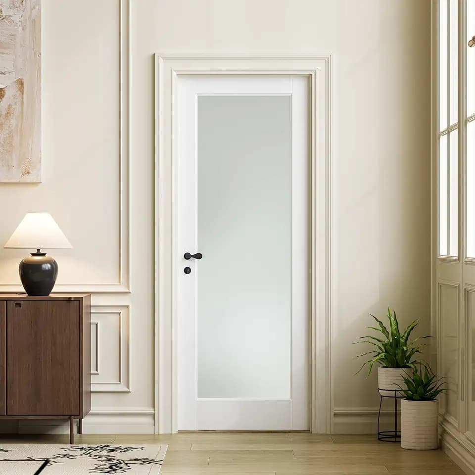 28" X 80" Interior Slab Door,Frosted Glass Doors,MDF Solid Core