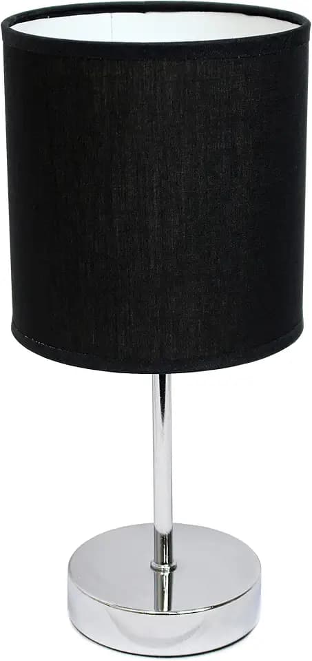 Simple Designs LT2007-BLK Chrome Mini Basic Table Lamp with Fabric Shade, Black