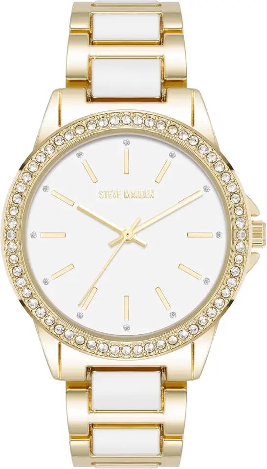 Steve Madden Frauen echtes kristallakentisches Armband Uhr