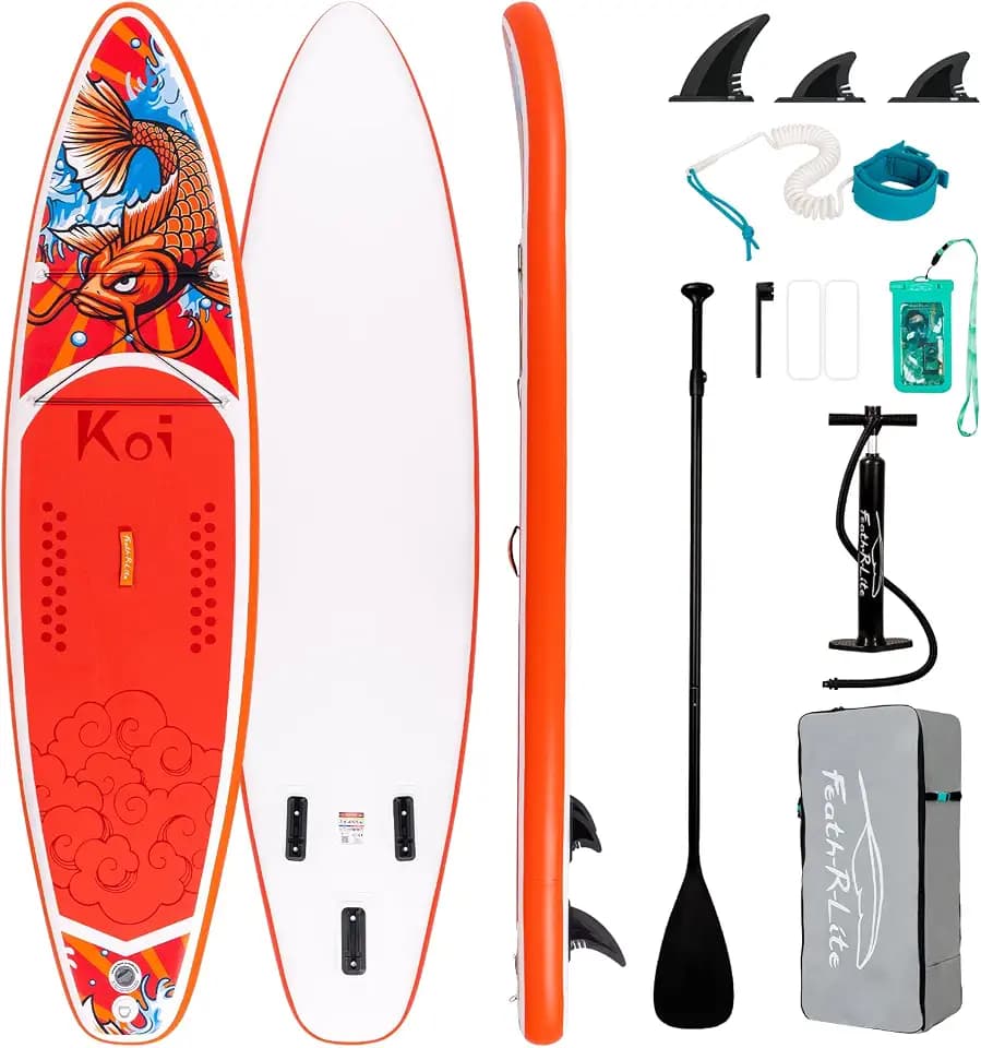 FEATH-R-LITE Inflatable Stand Up Paddle Board with Beginner SUP Accessories