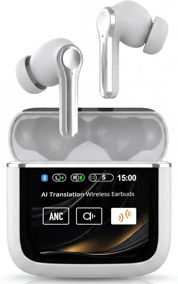 ANC Noise Cancelling Earbuds, Bluetooth 6.0, 60H Battery, White