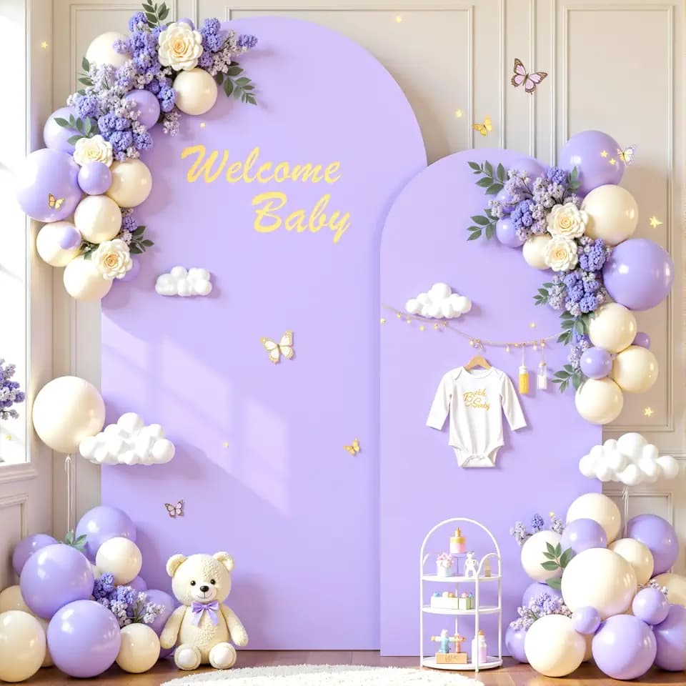 Lavender Photo Arch Backdrop Cover Set of 2-7.2 and 6ft Light Purple Arch Covers Stretchy Backdrop Baby Shower Girls Lilac Spandex Balloon Arch Stand Covers for Birthday Party Wedding Bridal Shower