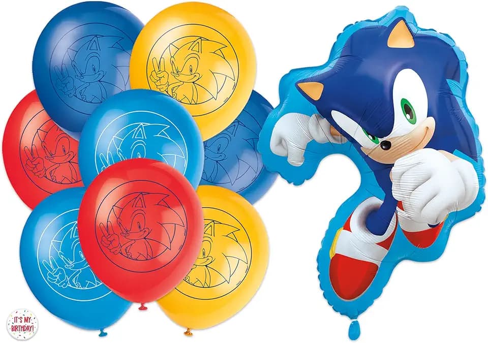 Sonic The Hedgehog Latex and Foil Balloons Set, Multicolor