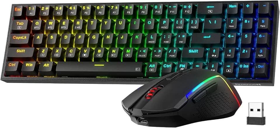 Redragon S136 Combo, K628 PRO 75% Wireless Gaming Keyboard + 7200 DPI Mouse
