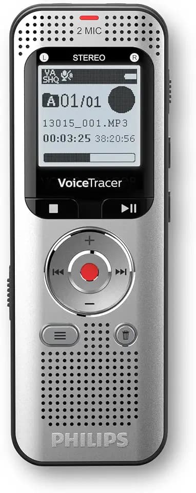 Philips DVT2015 VoiceTracer, Diktiergerät, Aufnahmegerät, MP3, HiFi Stereo, inkl. Sembly AI-Testlizenz: Transkription & KI-Zusammenfassungen