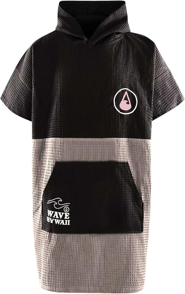 WAVE HAWAII Bade-Poncho Damen & Herren EL Yaque, Größe L/XL, 165-195cm, 100% Baumwolle Surf-Poncho Erwachsene, Travel-Handtuch mit hoher Wasserabsorption, Umziehhilfe Strand Erwachsene