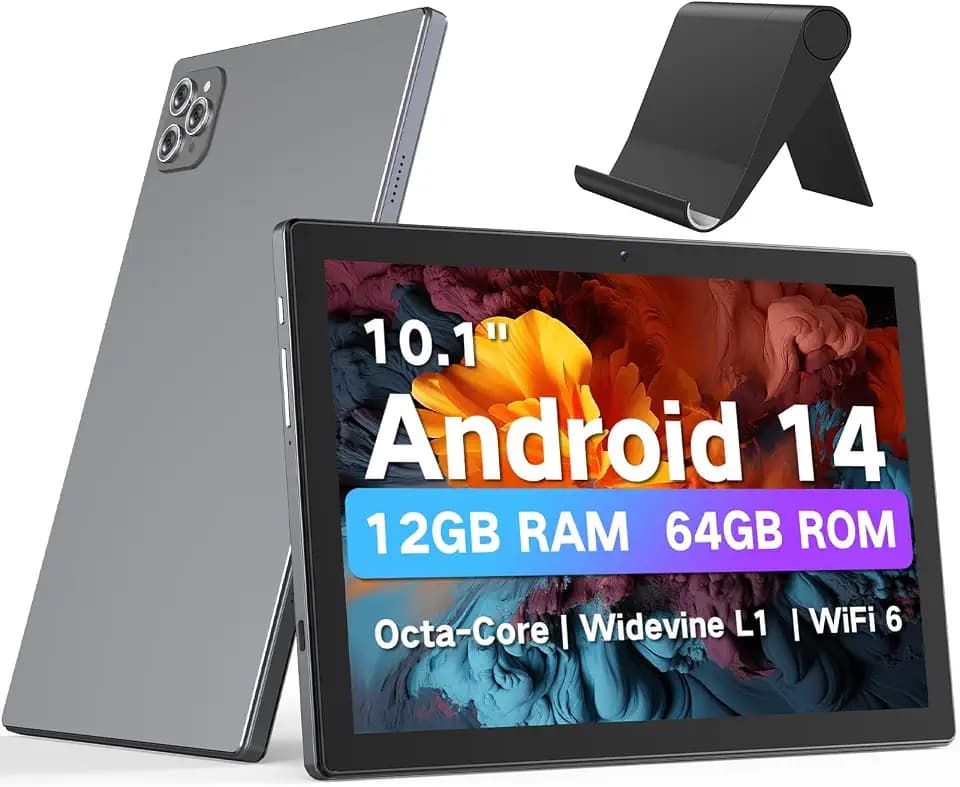 10 .1" Tablet with Stand, Octa-Core, 12GB+64GB,WiFi 6, HD IPS