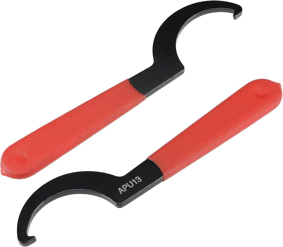 uxcell C Type Wrench Spanner for APU13 CNC Lathe Keyless Drill Chuck, with Red Non-slip Handle 2pcs