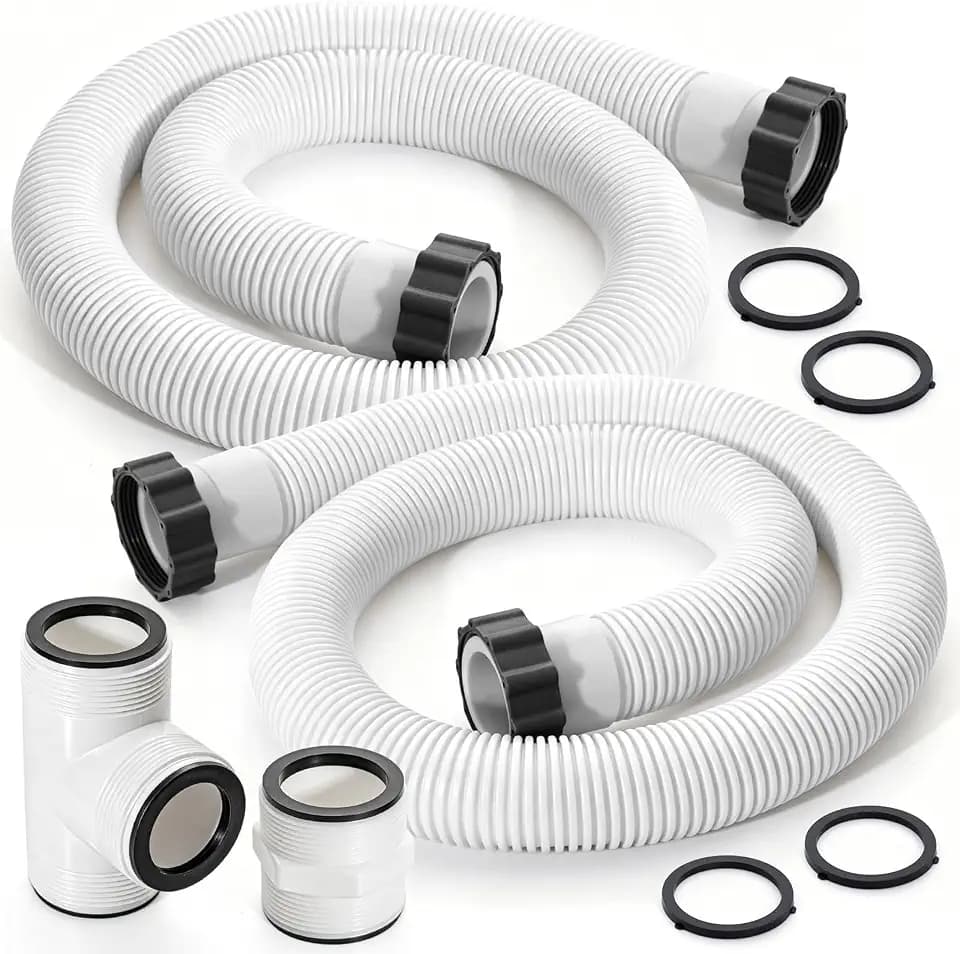 2 Pack 1.5x59 Inch Pool Pump Hose with Adapter, for Intex Coleman - White