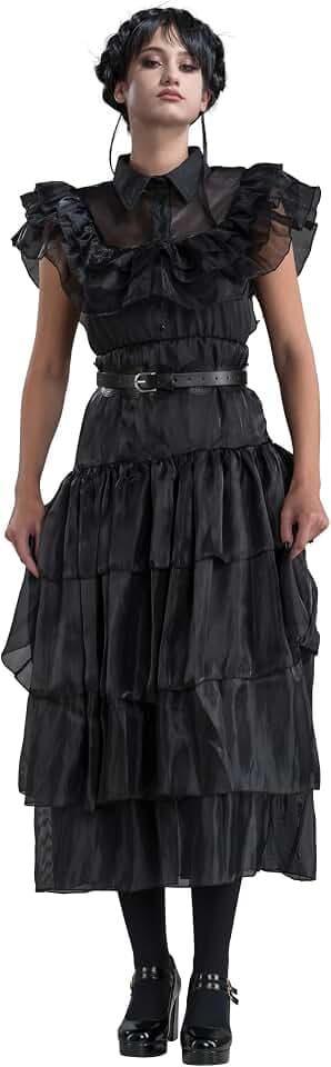 Chaks Kostüm Wednesday für Damen | Ballkleid Rabenball Schwarz - Addams Family