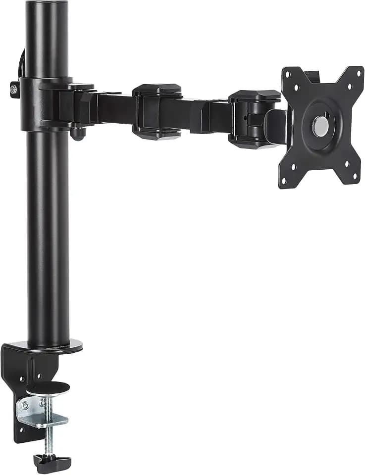 Amazon Basics Einzel-Monitorständer und Monitorhalterung, höhenverstellbar, Stahl, Schwarz