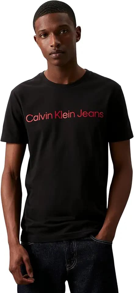Calvin Klein Herren T-Shirt Kurzarm Core Institutional Logo Slim Tee Rundhalsausschnitt