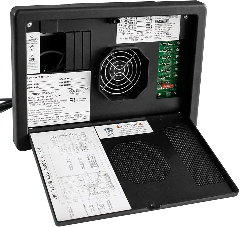 WF-8740-AD Power Converter/Charger, Black 40 Amp Power Center, 40 amp wf-8700 Series rv Converter Battery Chargers for rv,Camper,caravans,Travel Trailer wf-8740