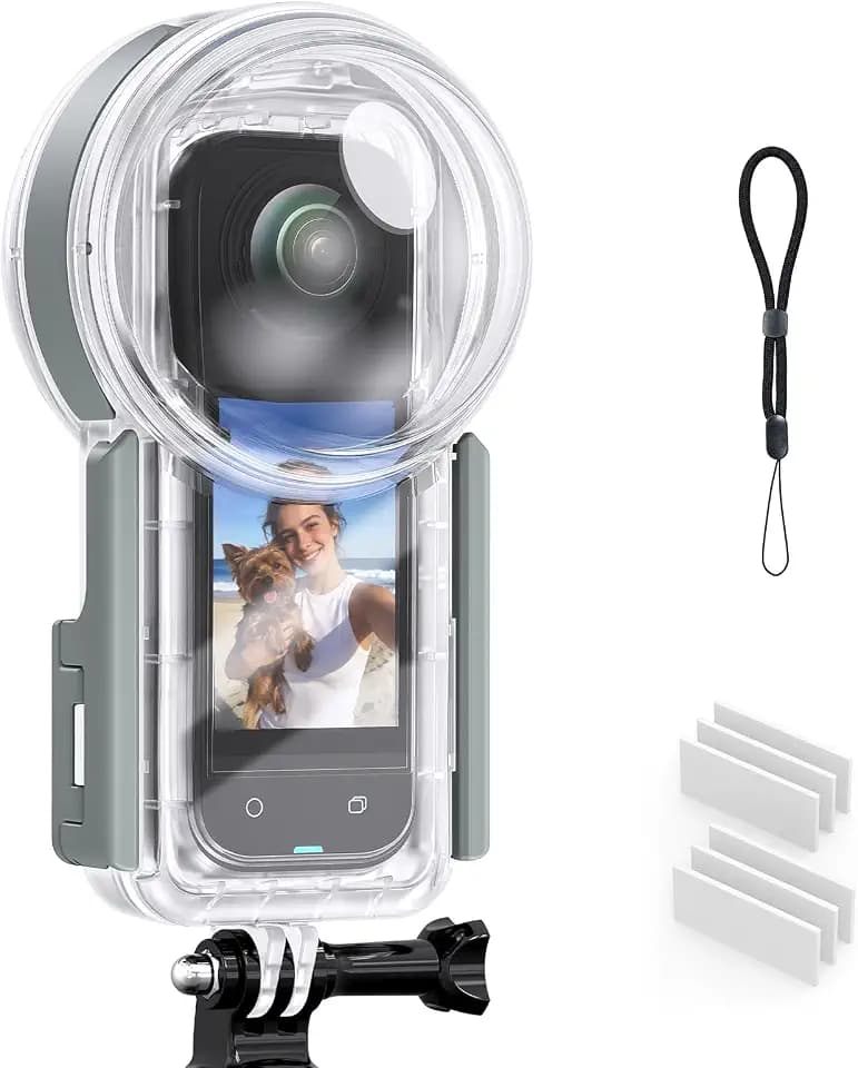 Sea Frogs Unsichtbare Tauchhülle für Insta360 X5, 50m/164ft, 360°-Nahtdesign, Schutzgehäuse für Schnorcheln, Schwimmen, Surfen und Wassersport, wasserdichter Schutz mit Montagehalterung