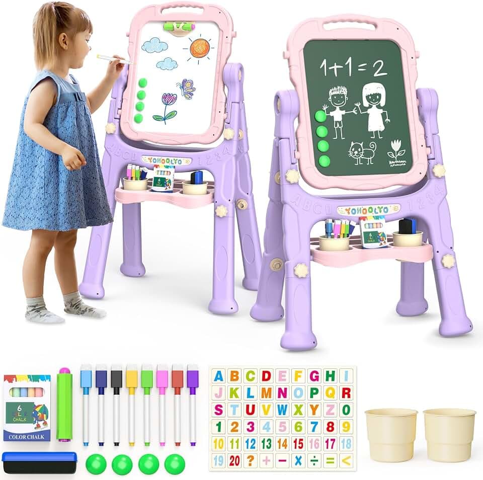 Kids Easel Toddlers White Chalk Board Toys 3 4 Year Birthday Gifts