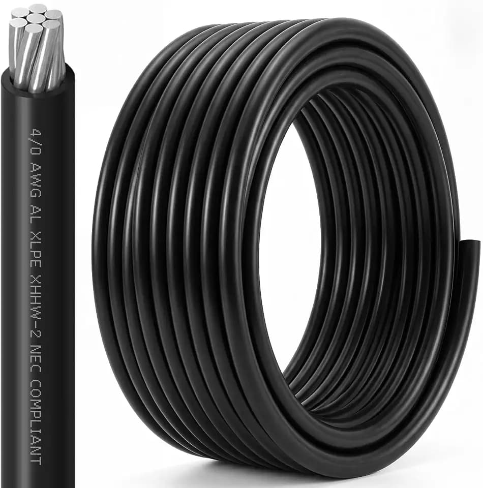 Relaxweex 25 ft 4/0 Awg Xhhw-2 Aluminum Building Wire, Aluminum Electrical Cable 4/0 Ul Listed, 600v 205a Rated, 90°c Max for Dry Wet Locations, Heavy Duty Service Wire