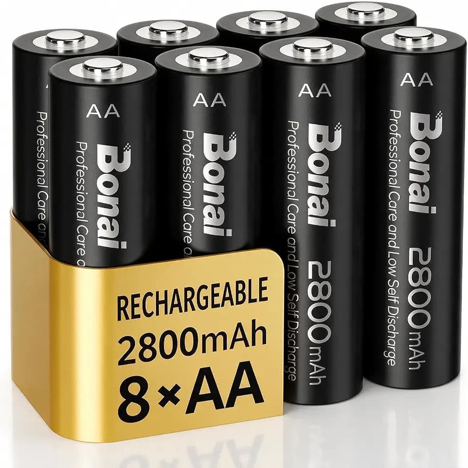 BONAI 8er Pack AA Akku 2800mAh, NI-MH Mignon Batterien 1,2V, Vielseitige Haushaltsbatterien mit Hoher Kapazität, Aufladbare Mignon Akkus für Spielzeug & Taschenlampen