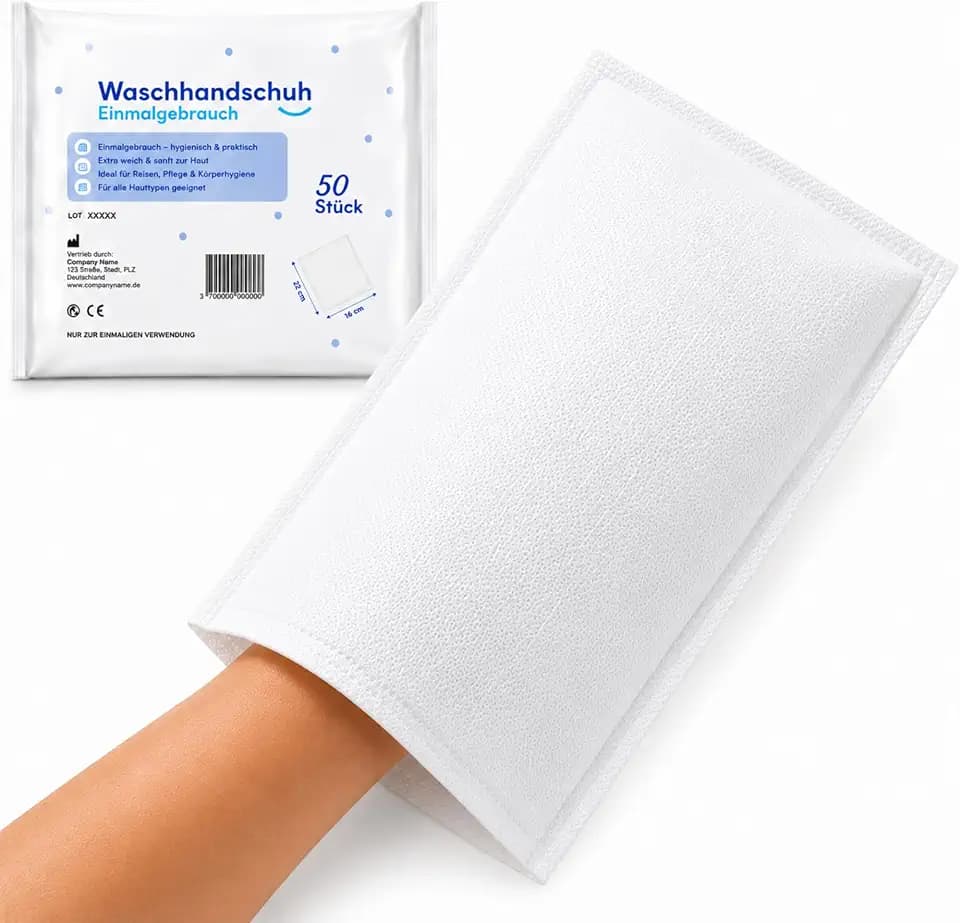 Einweg Waschlappen 300 Stück – Ultraweich & Saugstark – Einmal Waschhandschuhe für Pflege, Baby & Senioren – Fusselfrei & Hautfreundlich – 22x16 cm