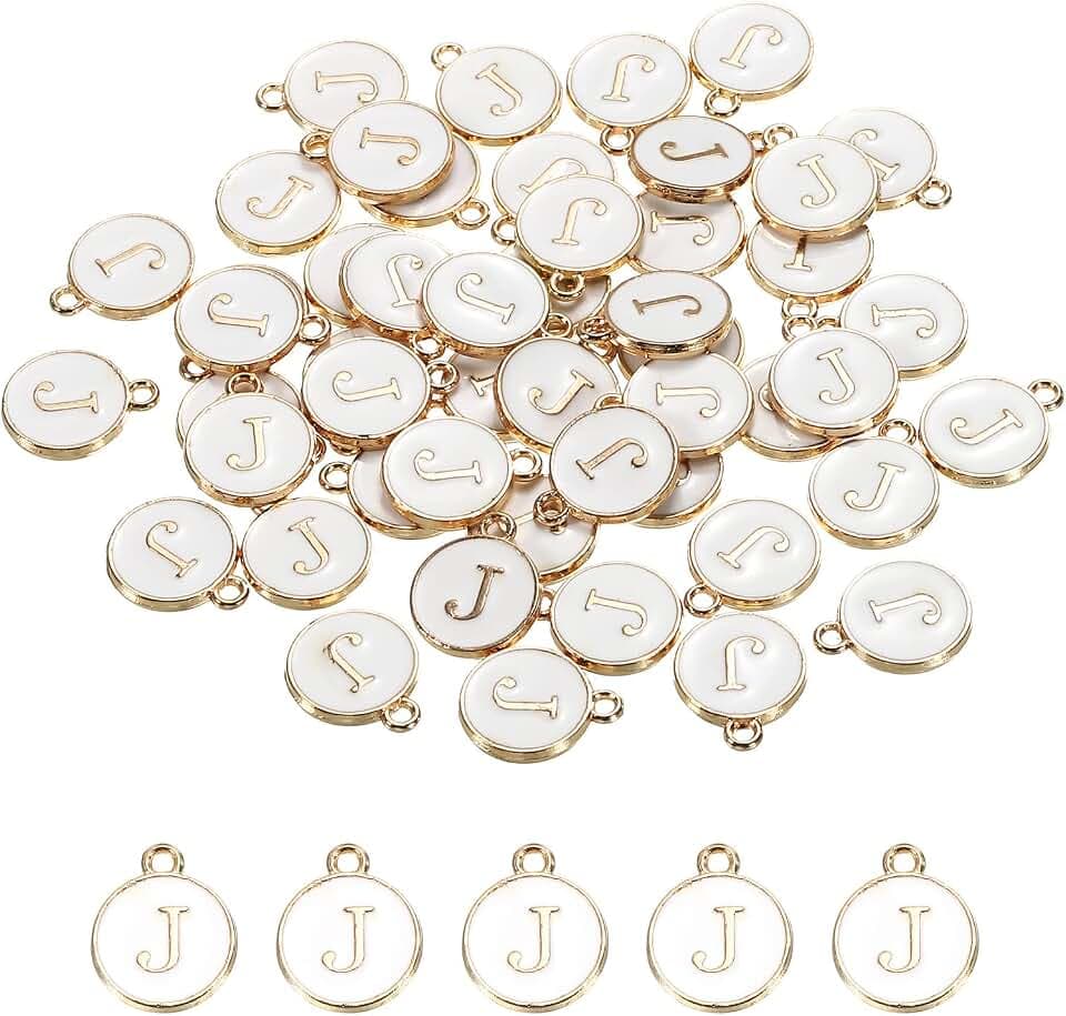 MECCANIXITY Alphabet Letter Charm Double Sided Alphabet Pendant, for Necklace Bracelet Earring Jewelry Making