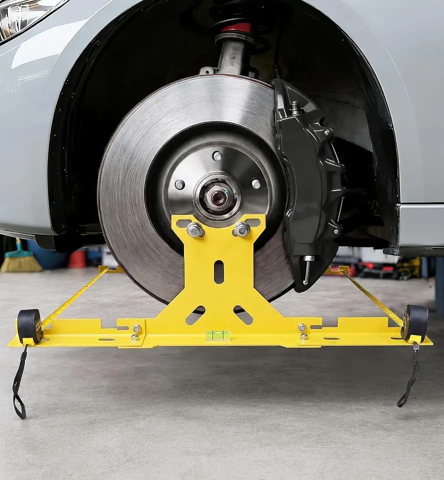 Wheel Toe Alignment Tool Kit for at Home DIY Garage Use, Stainless Steel Toe Plates with Dual Tape Measures, Quick Front-End Toe Check for Automotive Cars Trucks SUVs-Yellow (Patent Design)