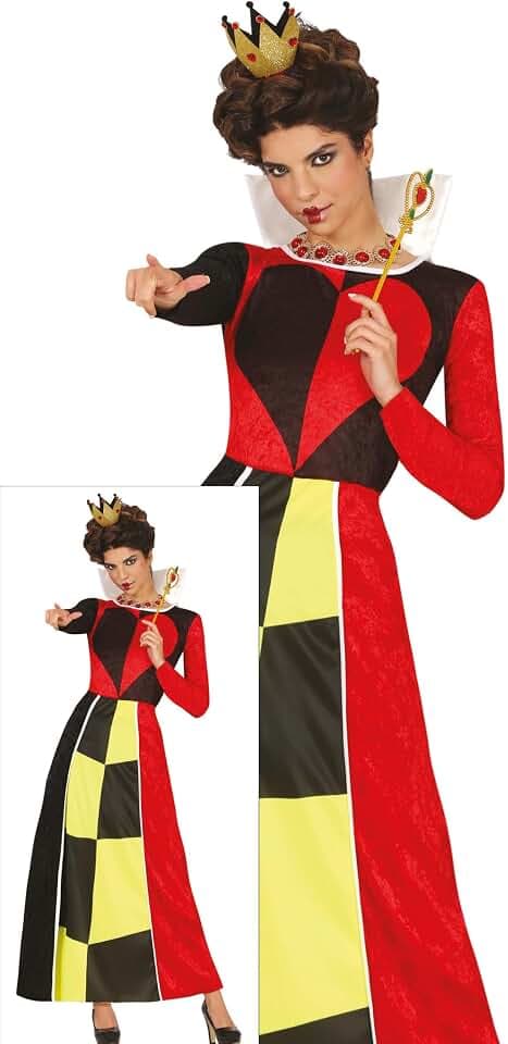 FIESTAS GUIRCA Damenkostüm Königin der Herzen – langes Königin-Kleid – Märchenkönigin-Kostüm für Damen