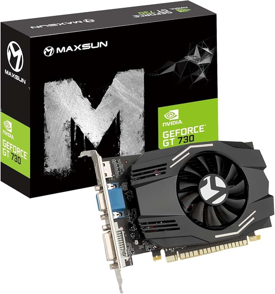 maxsun Grafikkarten GT 730 4 GB Externe Grafikkarte Nvidia GPU für Computer PC GDDR3 ITX Design PCI Express DVI-I, HDMI, VGA, 4K