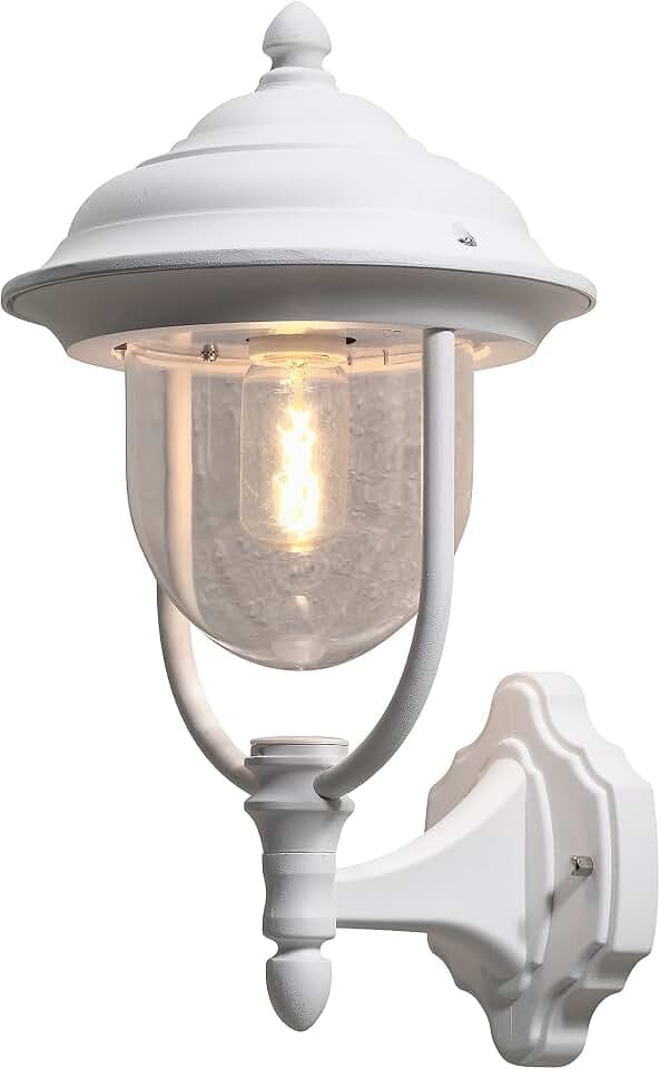 Konstsmide Parma 7223-250 Wandleuchte / B: 24cm T: 26cm H: 43cm / 1x75W / IP43 / lackiertes Aluminium / matt-weiß