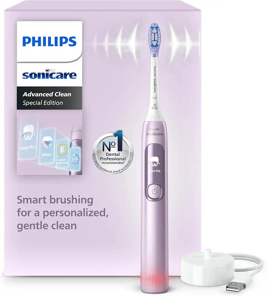 Philips Sonicare AdvancedClean Limited Edition Elektrische Zahnbürste - Smart Screen, Drucksensor, Erinnerungsfunktion zum Austausch des Bürstenkopfs, 5 Putzmodi und SmarTimer, Pink, Modell HX3792/12