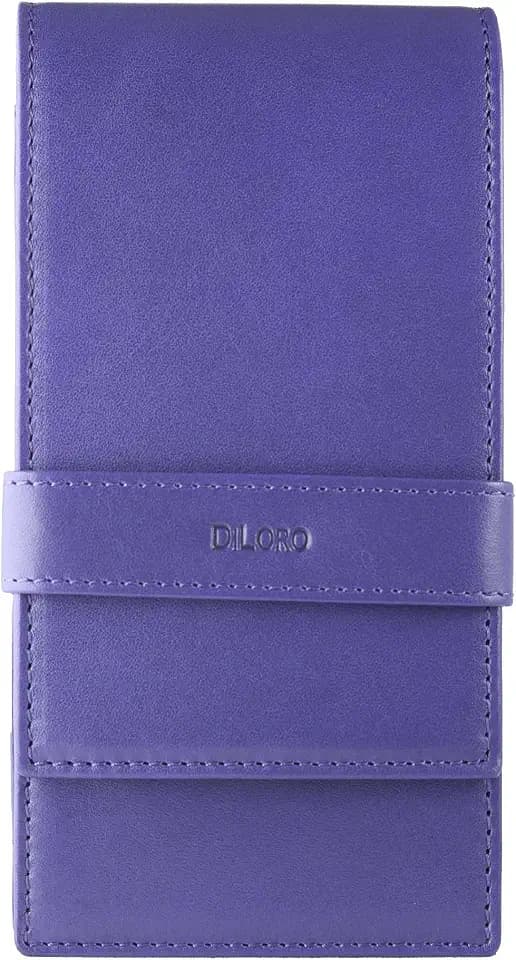 DiLoro Leather Quad Pen Case Pencil Pouch Holder for Four Fountain Ballpoint Rollerball Pens and Pencils