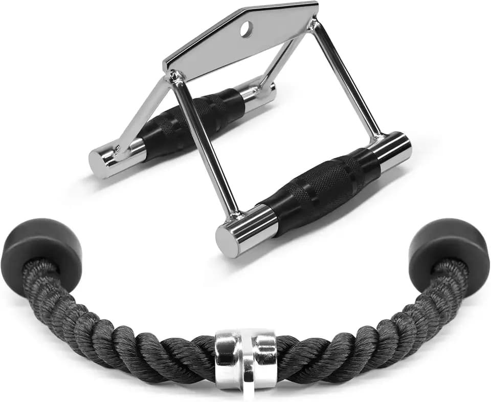 Yes4All Kabelbefestigung, Trizepssei, Gerade Rotierende Stange, V-förmige Stange, Doppel-D-Griff, Trainingshilfen Einhand Griff, Chrom Kraftstation, Kabelzugturm, unterstützt bis zu 400 kgs