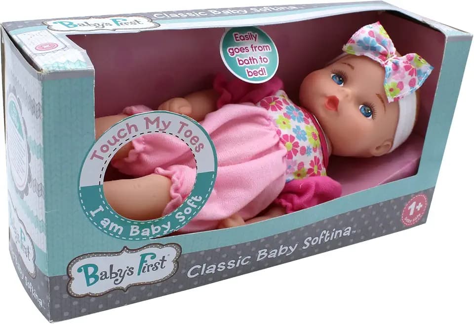 Baby's First Bathtime Baby Softina in Jumper With Matching Headband and Feel So Real Skin - Safe for Children 1 Year & Up