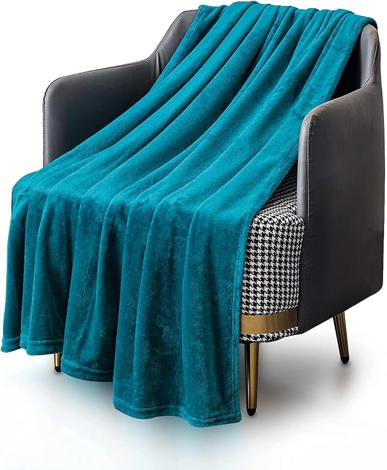 KEPLIN Flanelldecke groß Überwurf Tagesdecke - 230 x 270 cm | weich flauschig warm leichte Mikrofasergewebe Design für Bettbezug Quilt Teppich | perfekt für Erwachsene oder Kinder (Blaugrün, King)