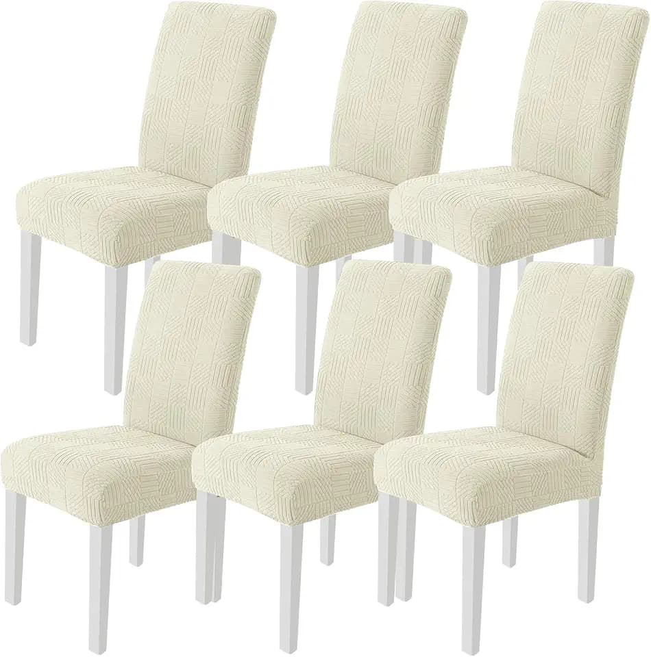 Ystyle Stretch Stuhlhussen 6er Set, Stuhlbezug Elastisch Abnehmbarer Waschbarer,Universal Langlebig Stuhlbezüge, Für Hotel Bankett Küche Restaurant Hochzeit Party, Beige