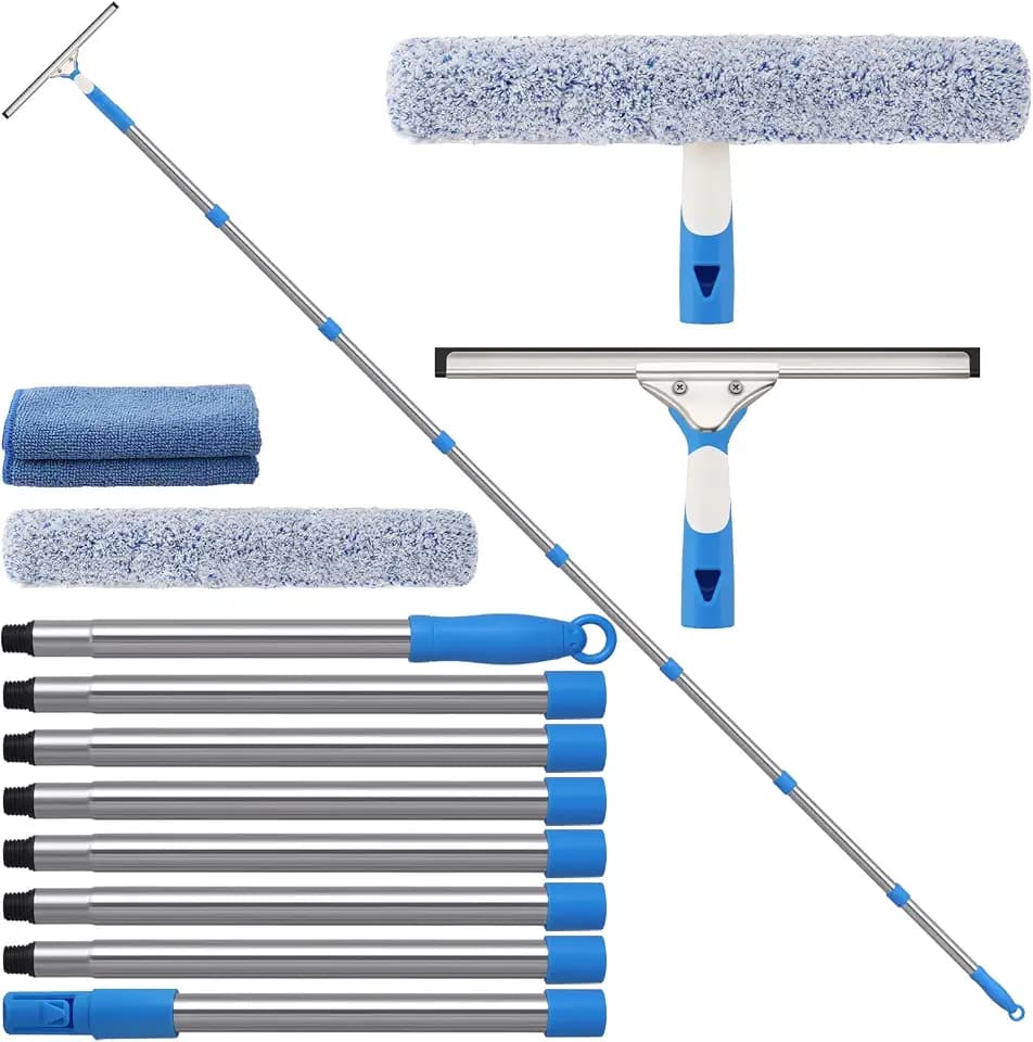 Mitclear Fensterreiniger Set mit Langem Griff(300cm) für Hohe Fenster Auto