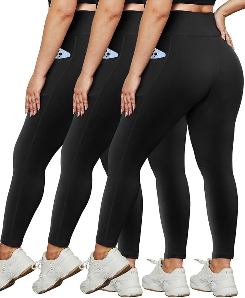 HLTPRO 3 Pack Plus Size Leggings for Women, High-Waisted and Stretchy