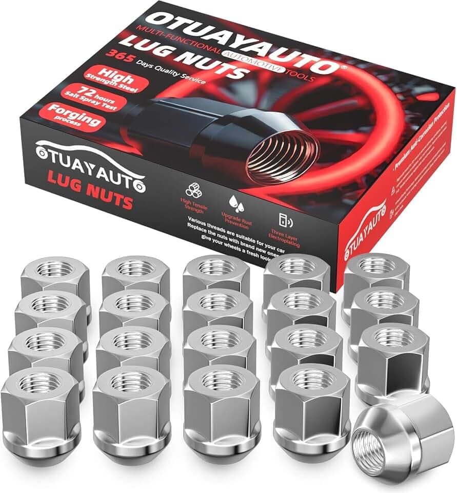 OTUAYAUTO M14x1.5 Open End Lug Nuts,20PCS Chrome Bulge Acorn Lug Nut Set