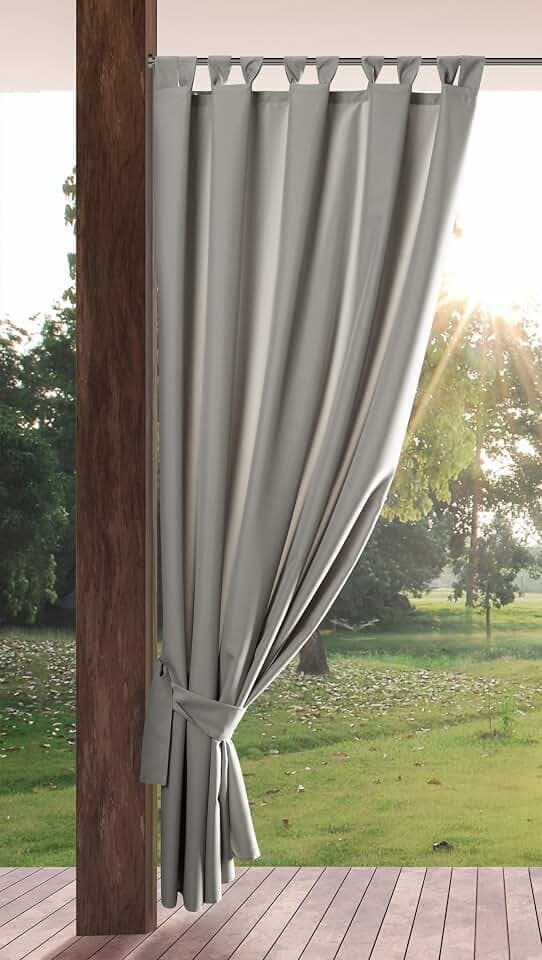 Eurofirany Garden Outdoor Vorhang mit Klett-Schlaufen, 1 Stück, Blickdicht & Wetterfest, UV-Schutz, für Balkon Terrasse Pergola Pavillon, H200 x B155 cm, Hellgrau