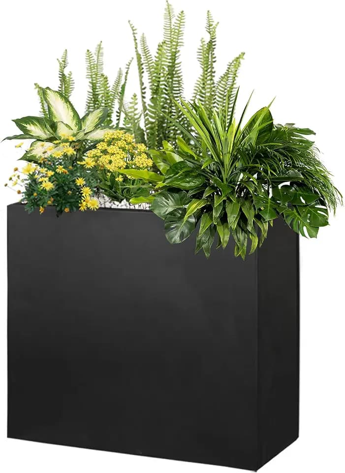 Metal Rectangular Planter Box 24" L x 12" W x 24"H Black Tall Metal Planter