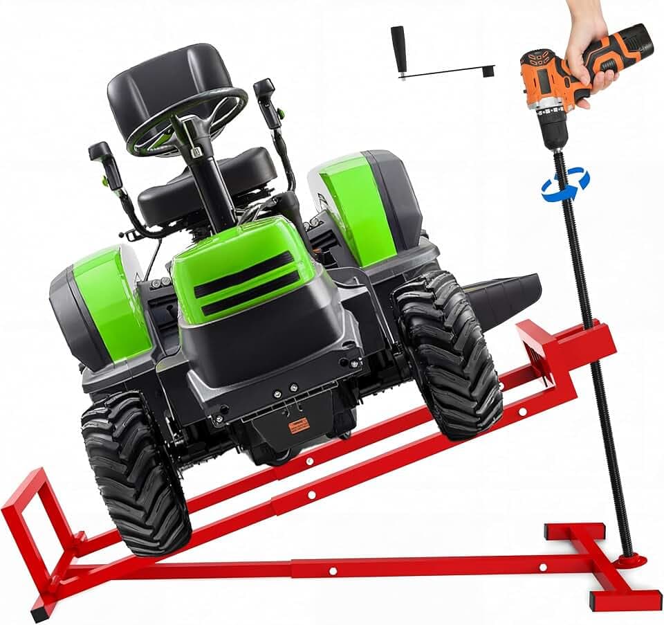 Lawn Mower Lift,Lawn Mower Jack Lift for Riding Mowers,Easy to Install, Safe and Stable.Riding Mower Lift with telescoping Feature Holds up to 1400 lbs, Rust-Resistant Finish. (Matte Red)