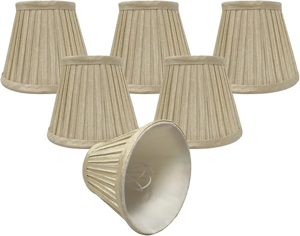 Royal Designs, Inc. CSO-1032-5BG-6 Box Pleat Empire Chandelier Shade, 3 x 5 x 4.25, Beige, 6-Pack