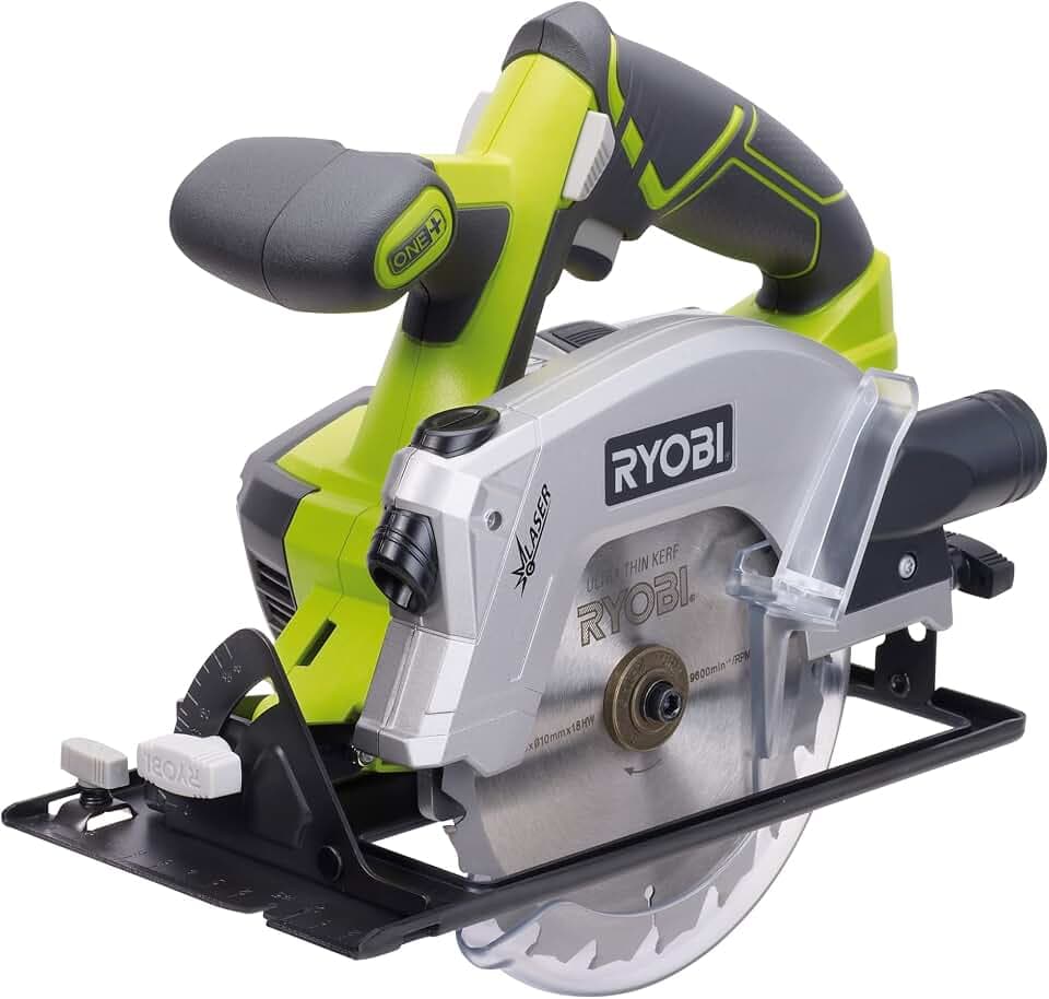 RYOBI 18 V ONE+ Akku-Handkreissäge RWSL1801M, 150 mm Sägeblatt, 45 mm Schnitttiefe, Laserführung, Gehrungsschnitte bis 50°, ohne Akku und Ladegerät